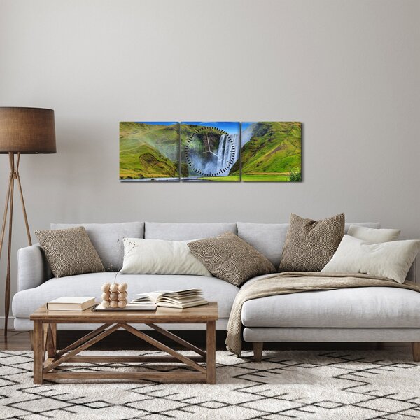 Obraz - Wodospad Seljalandsfoss (z zegarem) (90x30 cm)