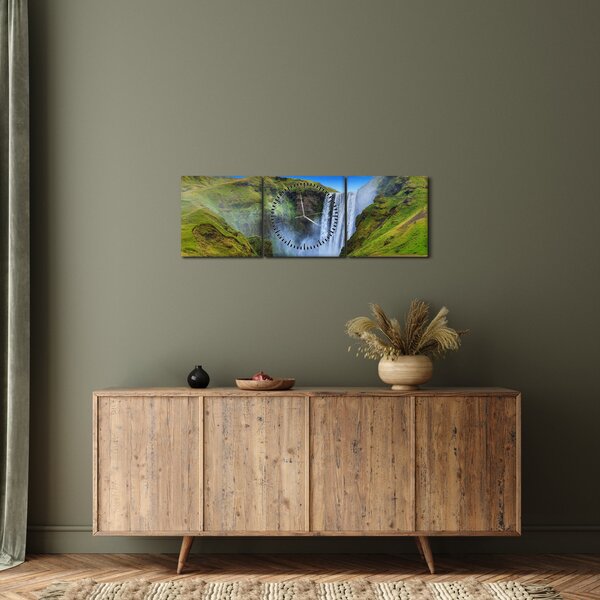 Obraz - Wodospad Seljalandsfoss (z zegarem) (90x30 cm)