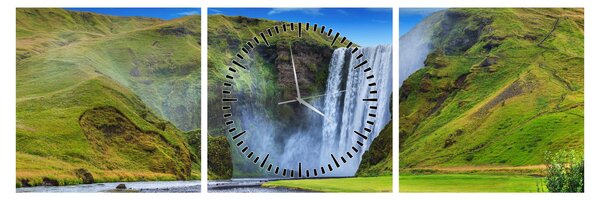 Obraz - Wodospad Seljalandsfoss (z zegarem) (90x30 cm)