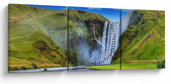 Obraz - Wodospad Seljalandsfoss (z zegarem) (90x30 cm)