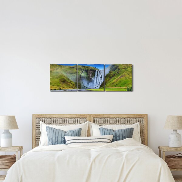 Obraz - Wodospad Seljalandsfoss (z zegarem) (90x30 cm)