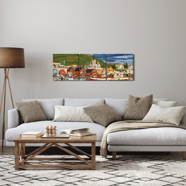 Obraz - Húsavík (z zegarem) (90x30 cm)