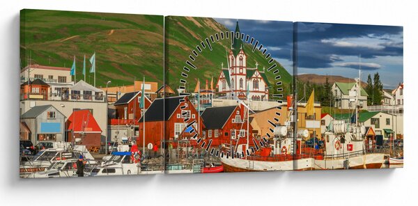 Obraz - Húsavík (z zegarem) (90x30 cm)
