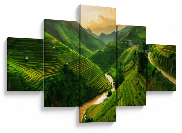 Obraz - Tarasy ryżowe Mu Cang Chai (125x70 cm)