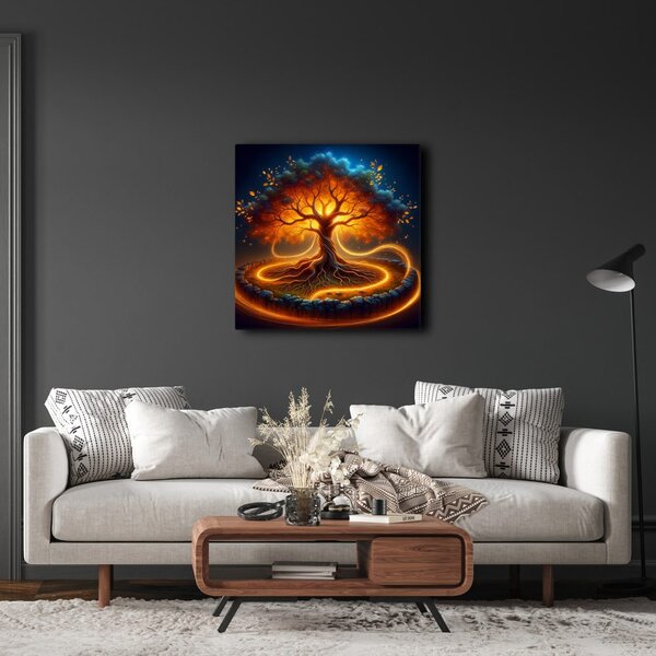 Obraz drzewo życia w ognistym kręgu