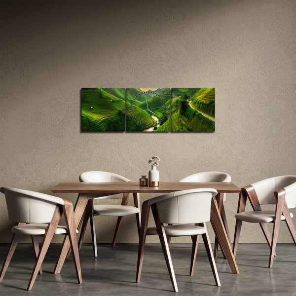 Obraz - Tarasy ryżowe Mu Cang Chai (z zegarem) (90x30 cm)