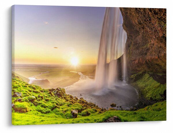 Obraz - Seljalandsfoss od tyłu jaskini (70x50 cm)