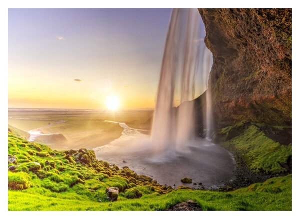 Obraz - Seljalandsfoss od tyłu jaskini (70x50 cm)
