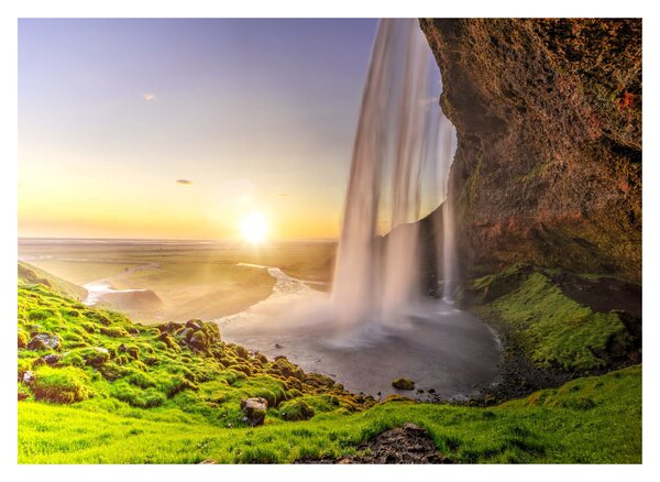 Obraz na szkle - Seljalandsfoss od tyłu jaskini (70x50 cm)
