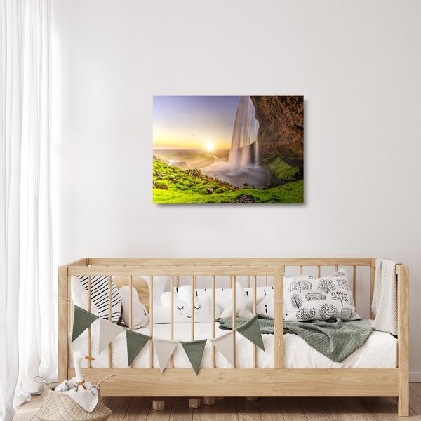Obraz na szkle - Seljalandsfoss od tyłu jaskini (70x50 cm)