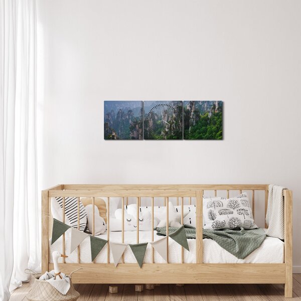 Obraz - Narodowy Park Leśny Zhangjiajie (z zegarem) (90x30 cm)