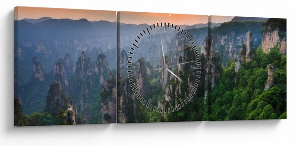Obraz - Narodowy Park Leśny Zhangjiajie (z zegarem) (90x30 cm)