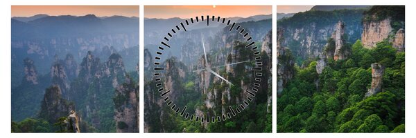 Obraz - Narodowy Park Leśny Zhangjiajie (z zegarem) (90x30 cm)