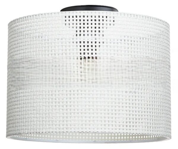 Kremowa lampa sufitowa z tekstylnym kloszem ø 30 cm Goza – Squid Lighting