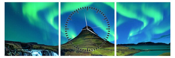 Obraz - Kirkjufell, Islandia (z zegarem) (90x30 cm)