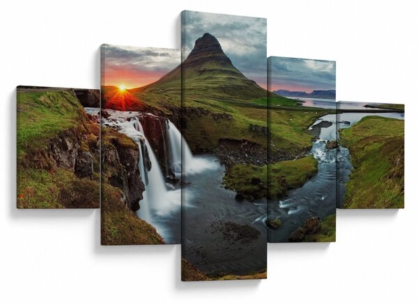 Obraz - Kirkjufell o zachodzie słońca (125x70 cm)