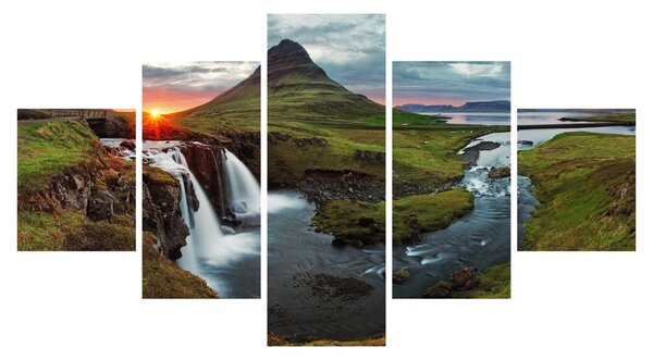Obraz - Kirkjufell o zachodzie słońca (125x70 cm)