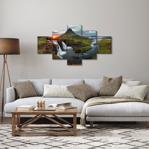 Obraz - Kirkjufell o zachodzie słońca (125x70 cm)