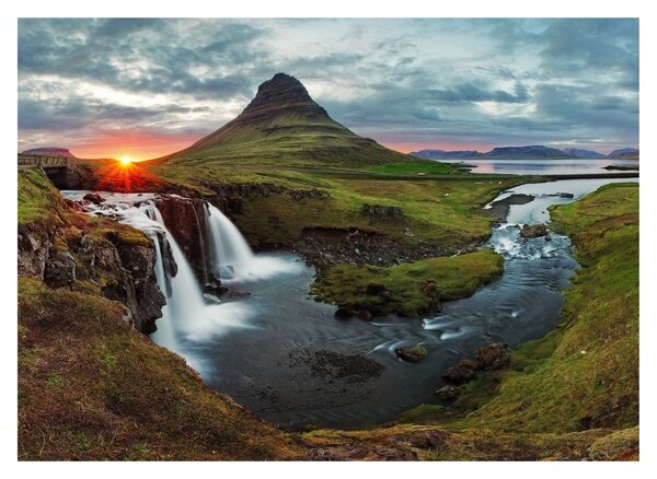 Obraz na szkle - Kirkjufell o zachodzie słońca (70x50 cm)