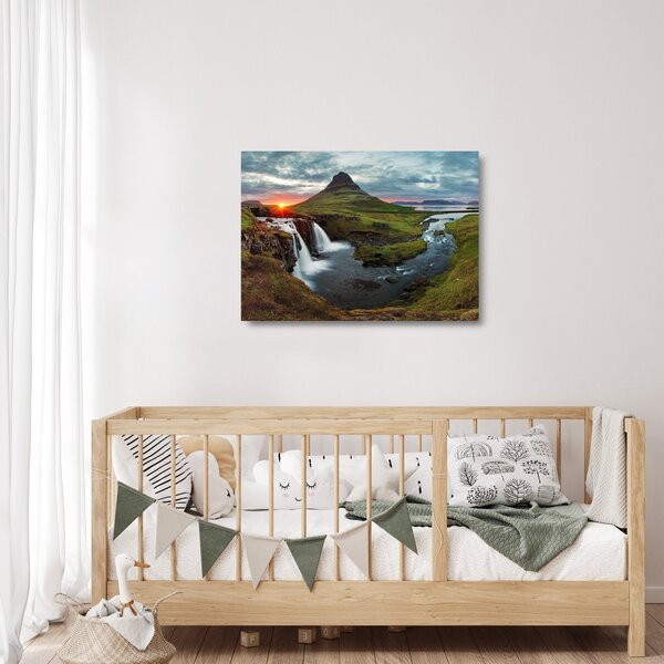 Obraz na szkle - Kirkjufell o zachodzie słońca (70x50 cm)