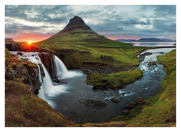 Obraz - Kirkjufell o zachodzie słońca (70x50 cm)