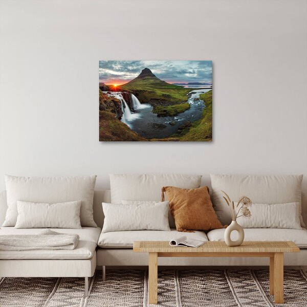 Obraz - Kirkjufell o zachodzie słońca (70x50 cm)