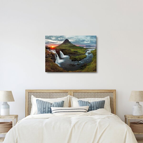 Obraz - Kirkjufell o zachodzie słońca (70x50 cm)
