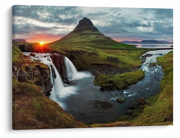 Obraz - Kirkjufell o zachodzie słońca (70x50 cm)