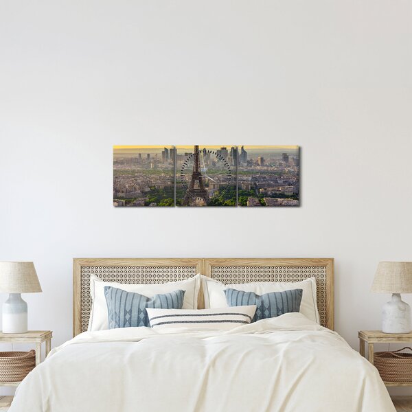Obraz - Panorama Paryża (z zegarem) (90x30 cm)