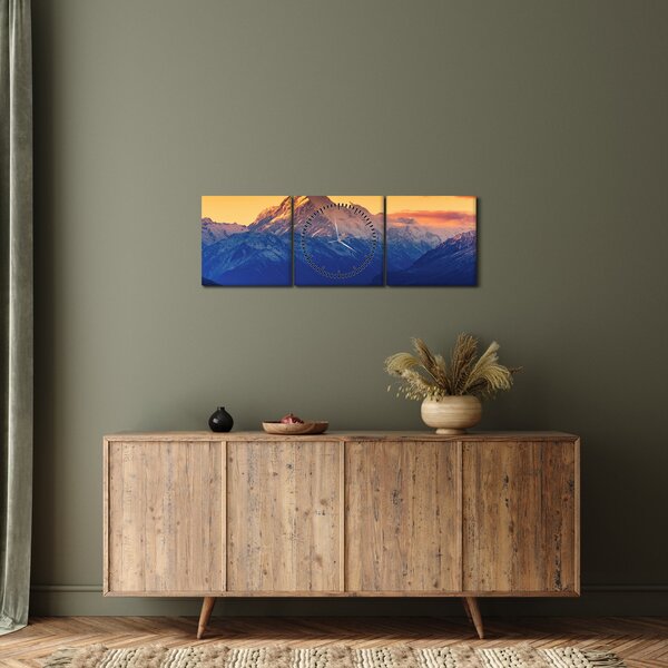 Obraz - Jezioro Pukaki (z zegarem) (90x30 cm)