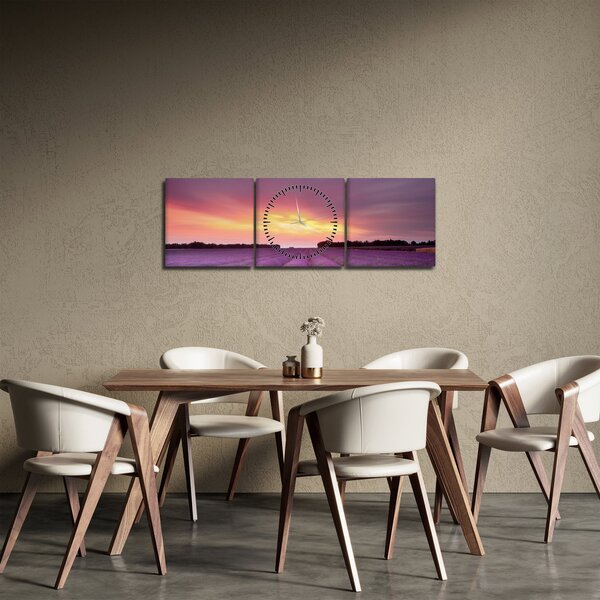 Obraz - Pole lawendy (z zegarem) (90x30 cm)