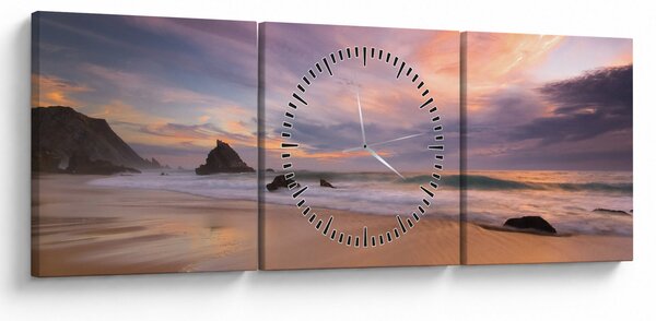 Obraz - Praia da Adraga (z zegarem) (90x30 cm)