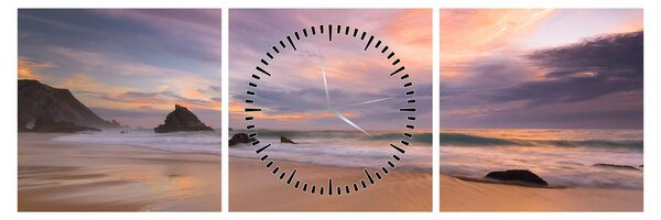 Obraz - Praia da Adraga (z zegarem) (90x30 cm)