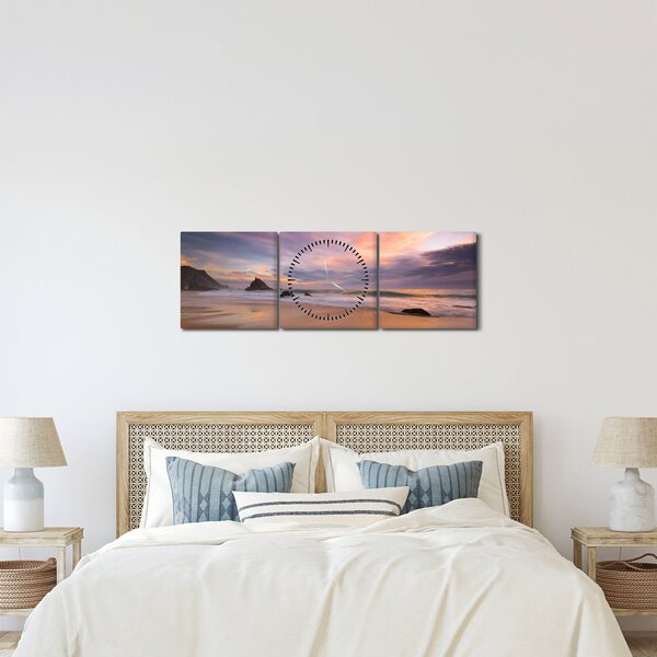 Obraz - Praia da Adraga (z zegarem) (90x30 cm)