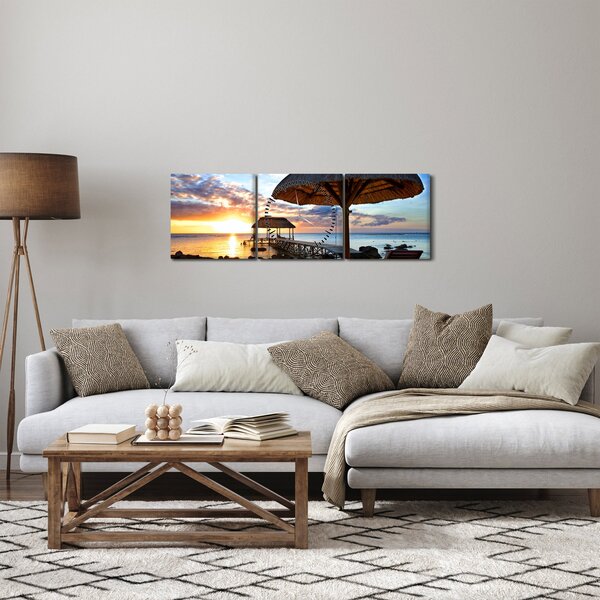 Obraz - Zachód słońca na Mauritiusie (z zegarem) (90x30 cm)