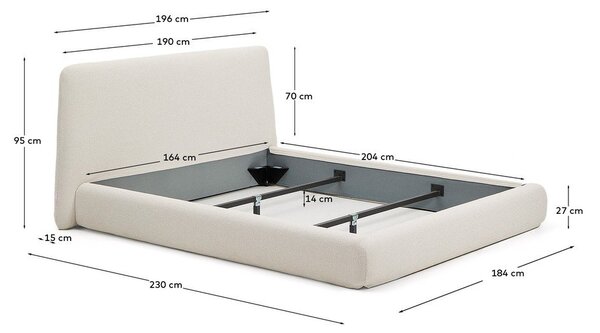 Beżowe tapicerowane łóżko dwuosobowe 160x200 cm Martina – Kave Home