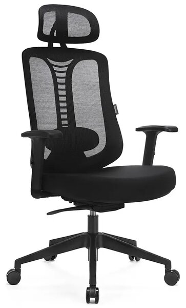 Czarny biurowy fotel ergonomiczny zgodny z rozporządzeniem MR i PS z 2023r E1-B42