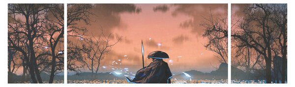 Obraz - Ilustracja przedstawiająca wojownika (170x50 cm)
