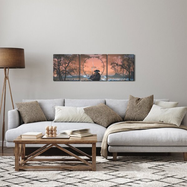 Obraz - Ilustracja przedstawiająca wojownika (z zegarem) (90x30 cm)