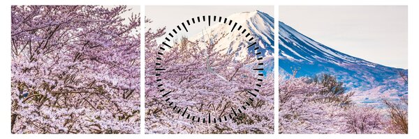 Obraz - Japonia wiosną (z zegarem) (90x30 cm)