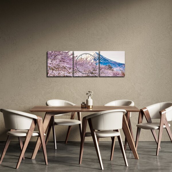 Obraz - Japonia wiosną (z zegarem) (90x30 cm)