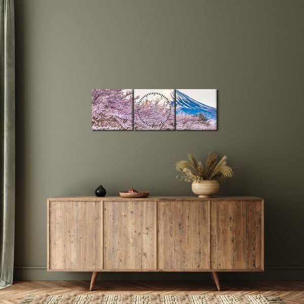 Obraz - Japonia wiosną (z zegarem) (90x30 cm)