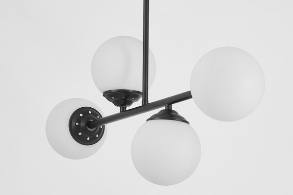 LAMPA WISZĄCA SUFITOWA PLAFON NOWOCZESNA CZARNA BIAŁE KULE FINO 4 LED