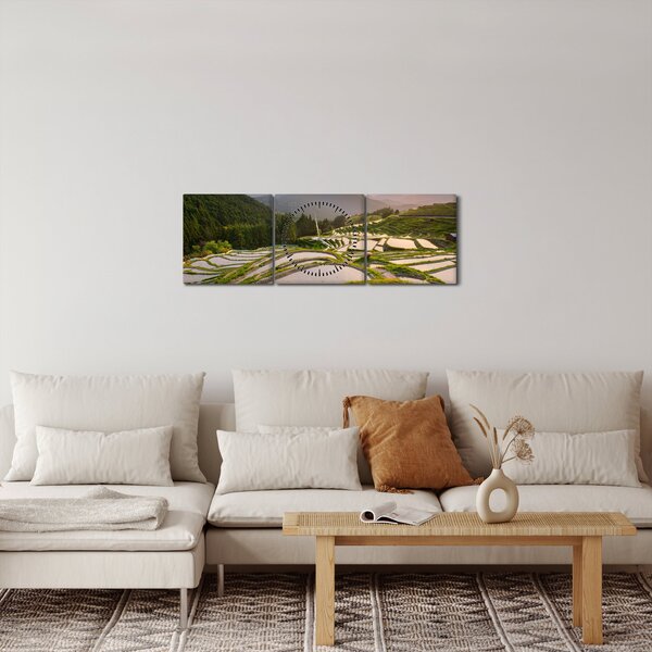 Obraz - Tarasy ryżowe (z zegarem) (90x30 cm)