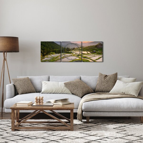 Obraz - Tarasy ryżowe (z zegarem) (90x30 cm)
