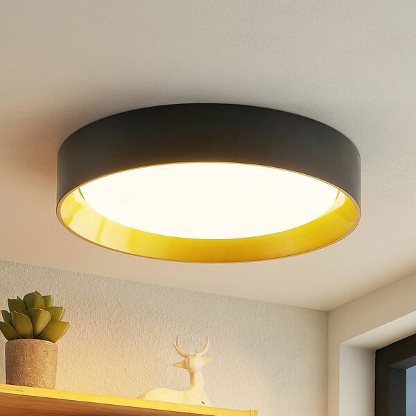 Lampa sufitowa LED Kambia Lindby, czarny, salon / jadalnia, aluminium, nowoczesny