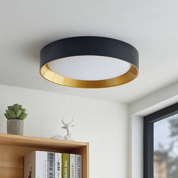 Lampa sufitowa LED Kambia Lindby, czarny, salon / jadalnia, aluminium, nowoczesny