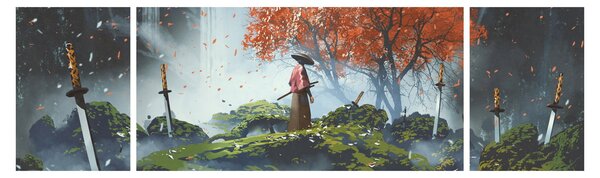 Obraz - Ilustracja przedstawiająca Ogród Mieczy (170x50 cm)