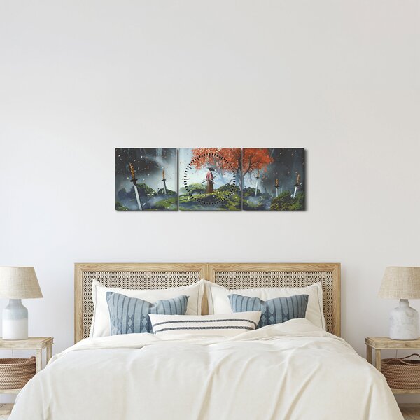 Obraz - Ilustracja przedstawiająca Ogród Mieczy (z zegarem) (90x30 cm)