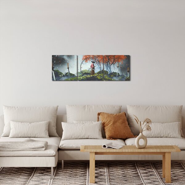 Obraz - Ilustracja przedstawiająca Ogród Mieczy (z zegarem) (90x30 cm)